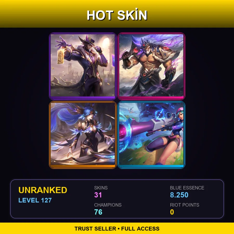 LAS | Lv127 | Unranked | 31 Skin | 76 Champ — Arcade Caitlyn