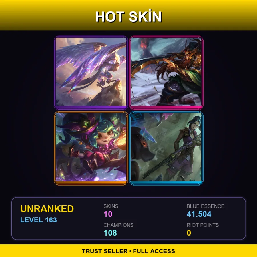 EUW | Lv163 | Unranked | 10 Skin | 108 Champ — LoL account