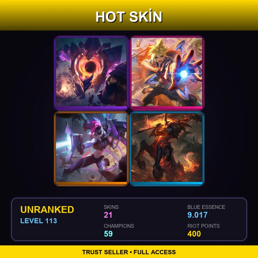 LAS | Dark Star Malphite | Battle Academia Ezreal | PROJECT: Jinx | High Noon Hecarim | 21 Skin | 59 Champ | Lv113