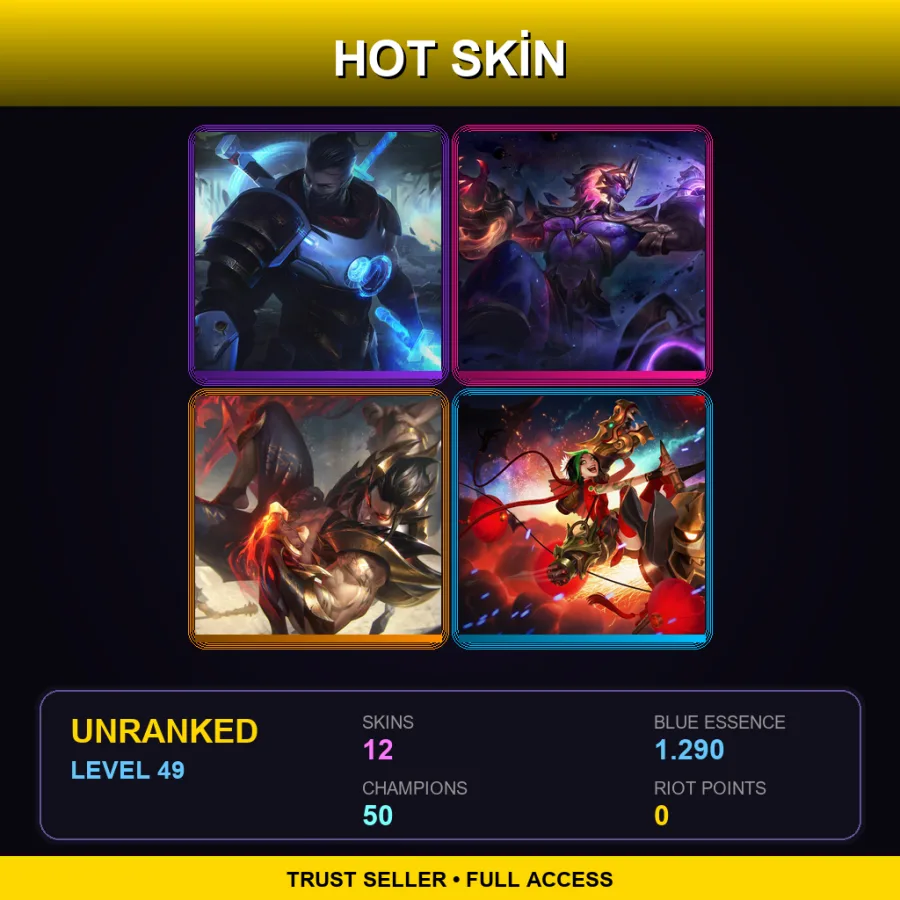 TR | Lv49 | Unranked | 12 Skin | 50 Champ — LoL account