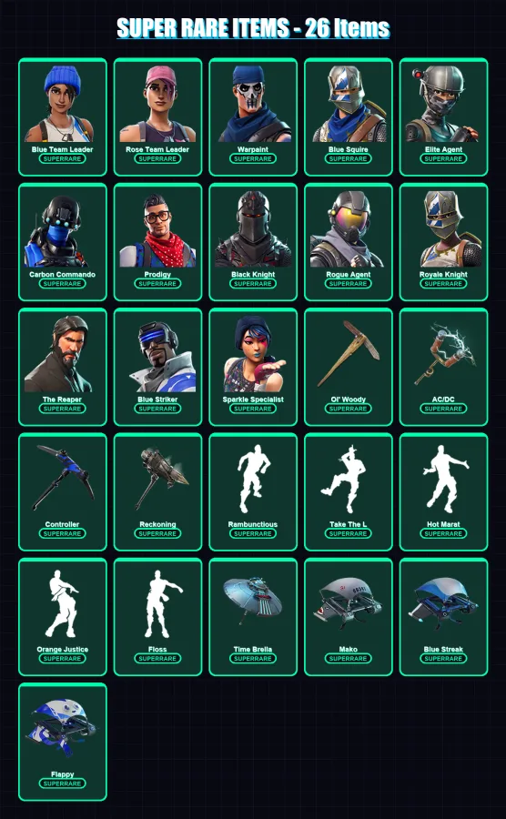 [PS4/PS5/XBOX/PC] | Blue Team Leader | Rose Team Leader | Warpaint | Blue Squire | Elite Agent | 71 skin | 53 pickaxe | 79 emote | 67 glider | Lv857