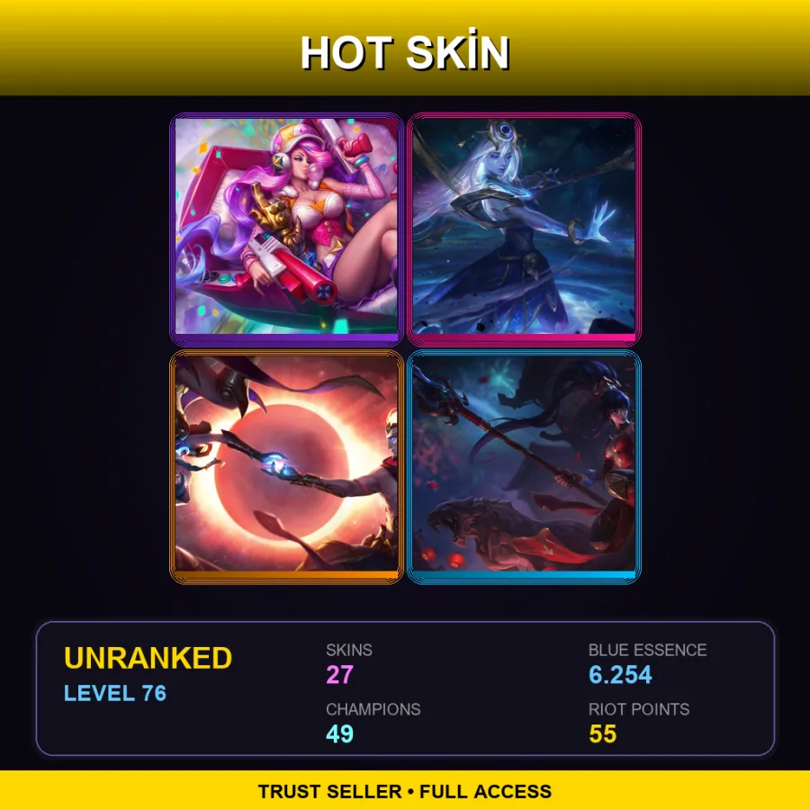 TR | Lv76 | Unranked | 27 Skin | 49 Champ