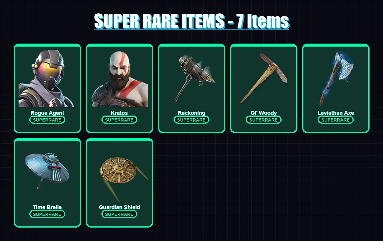 [SWITCH/PSN/PC] | Rogue Agent | Kratos | Mandalorian | Joey | Mizuki | 197 skin | 225 pickaxe | 168 emote | 137 glider | Lv1940