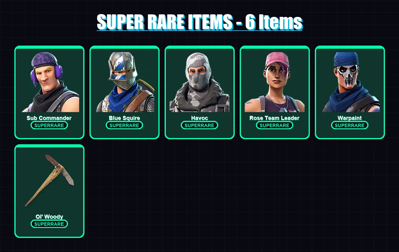 [PC/XBOX/PSN] | Sub Commander | Blue Squire | Havoc | Rose Team Leader | Warpaint | 10 skin | 13 pickaxe | 6 emote | 11 glider | Lv51