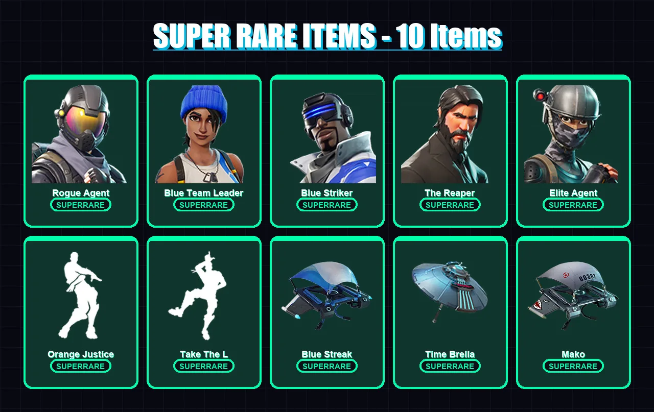 [PS4/PS5/XBOX/PC] | Rogue Agent | Blue Team Leader | Blue Striker | The Reaper | Elite Agent | 20 skin | 22 pickaxe | 20 emote | 23 glider | Lv445