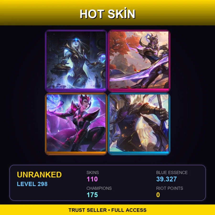 SG | Cosmic Queen Ashe | Victorious Master Yi | Challenger Ahri | Victorious Aatrox | 110 Skin | 175 Champ | Lv298