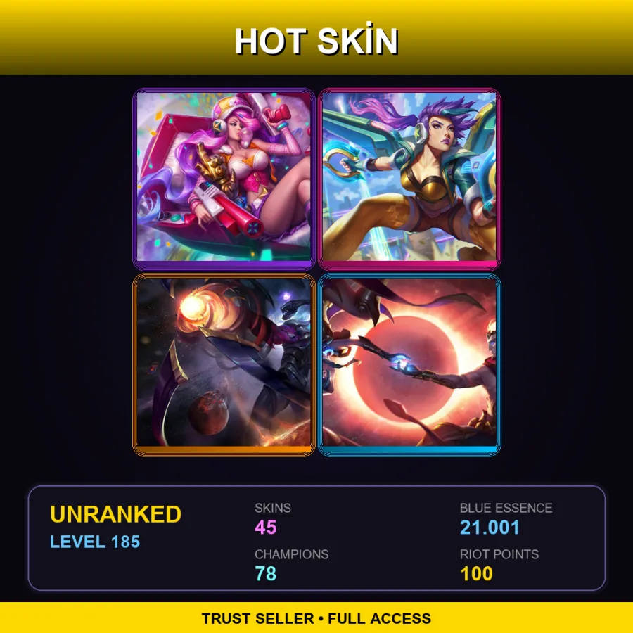 ME | Lv185 | Unranked | 45 Skin | 78 Champ — LoL account