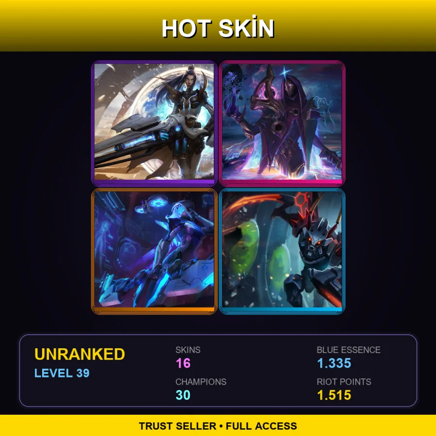 OCE | Lv39 | Unranked | 16 Skin | 30 Champ — LoL account