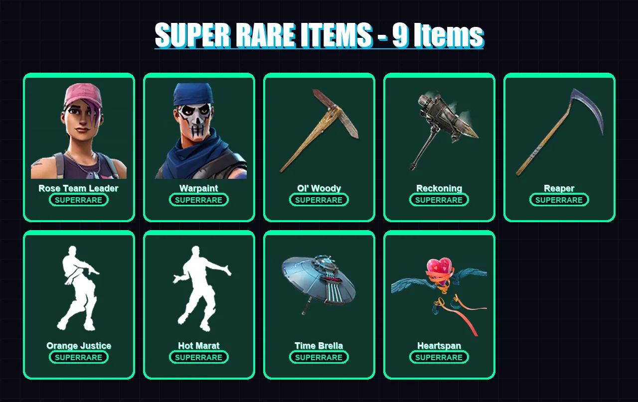[PC/XBOX/PSN] | Rose Team Leader | Warpaint | The Prisoner | Zenith | Blackheart | 60 skin | 43 pickaxe | 55 emote | 52 glider | Lv678