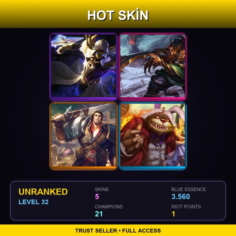 LAS | Lv32 | Unranked | 5 Skin | 21 Champ