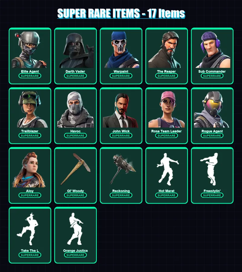 [PC/XBOX/PSN] | Elite Agent | Darth Vader | Warpaint | The Reaper | Sub Commander | 210 skin | 183 pickaxe | 125 emote | 144 glider | Lv2396