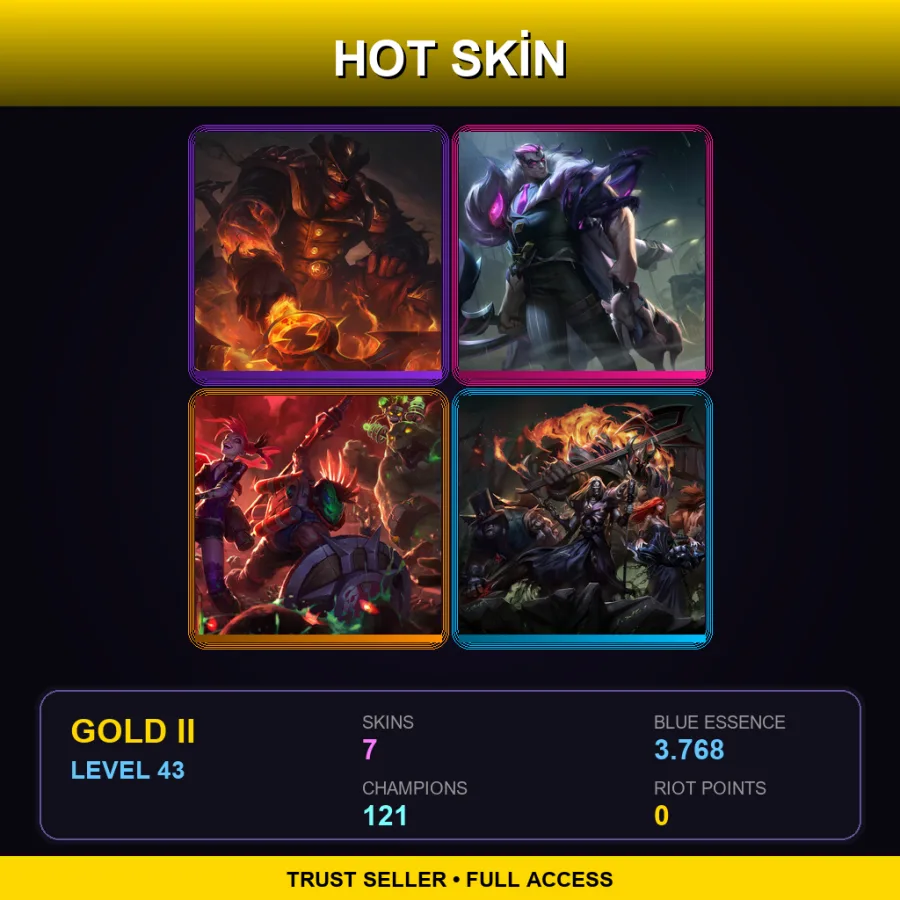 EUNE | Lv43 | Gold II | 7 Skin | 121 Champ