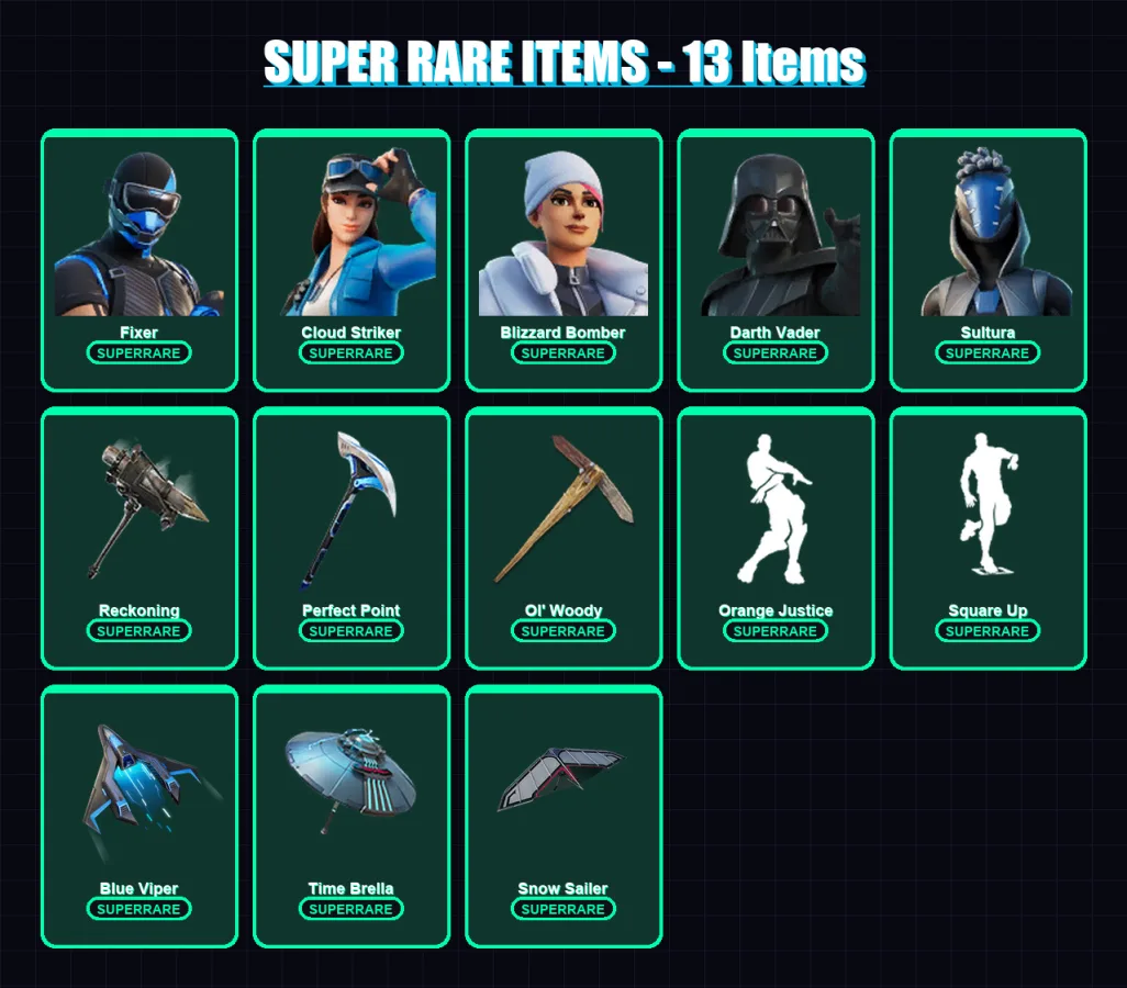[PC/XBOX] | Fixer | Cloud Striker | Blizzard Bomber | Darth Vader | Sultura | 254 skin | 312 pickaxe | 222 emote | 251 glider | Lv5323