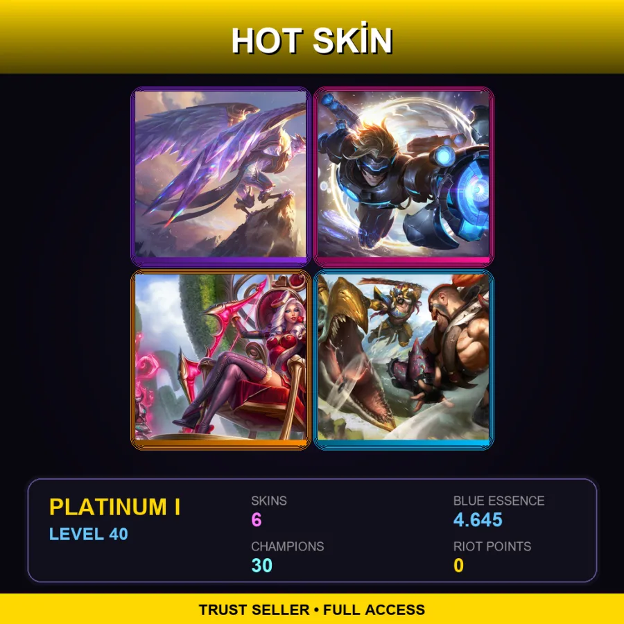 LAN | Lv40 | Platinum I | 6 Skin | 30 Champ