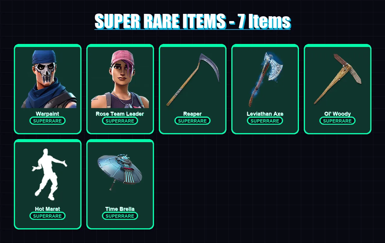 [PC/PSN] | Warpaint | Rose Team Leader | Frostbite | Gear Specialist Maya | Joltara | 148 skin | 196 pickaxe | 174 emote | 146 glider | Lv2452 — Fortnite account