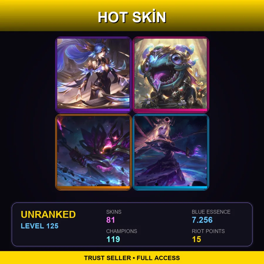 EUNE | Lv125 | Unranked | 81 Skin | 119 Champ — LoL account