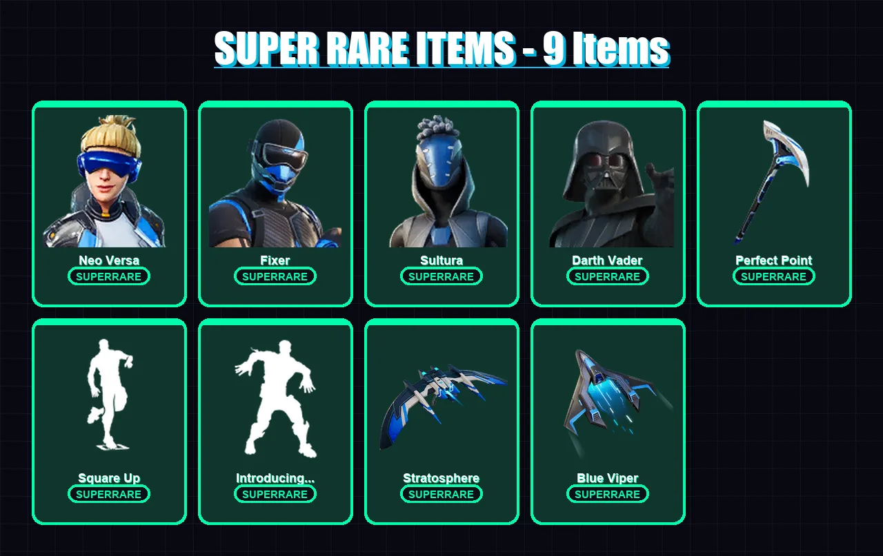 [PC/XBOX/PSN] | Neo Versa | Fixer | Sultura | Darth Vader | Kado Thorne | 129 skin | 163 pickaxe | 123 emote | 141 glider | Lv2587