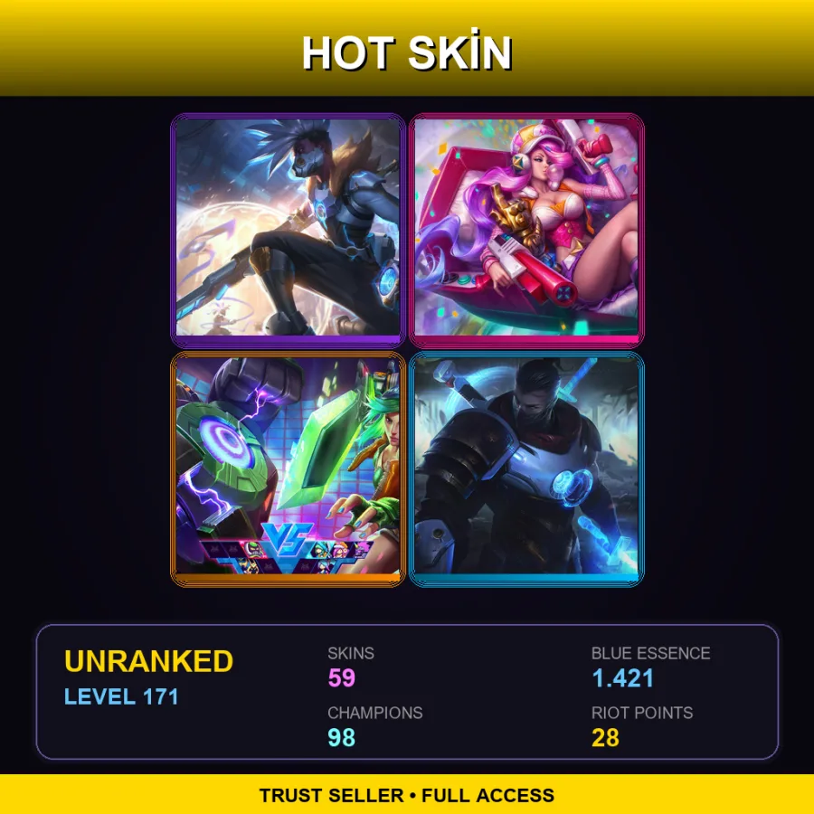 VN | Lv171 | Unranked | 59 Skin | 98 Champ — LoL account