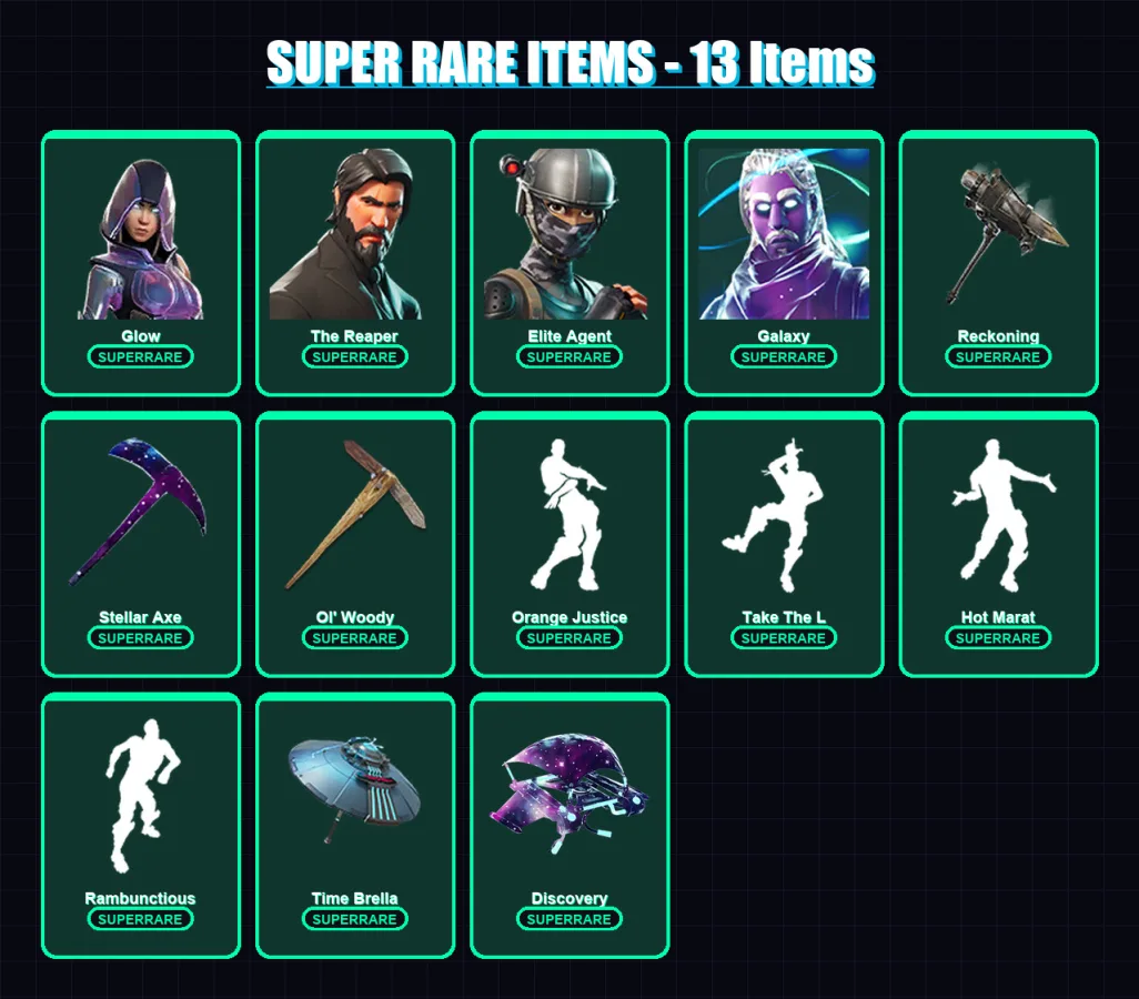 [PC/PSN] | Glow | The Reaper | Elite Agent | Galaxy | Enforcer | 91 skin | 85 pickaxe | 90 emote | 59 glider | Lv839
