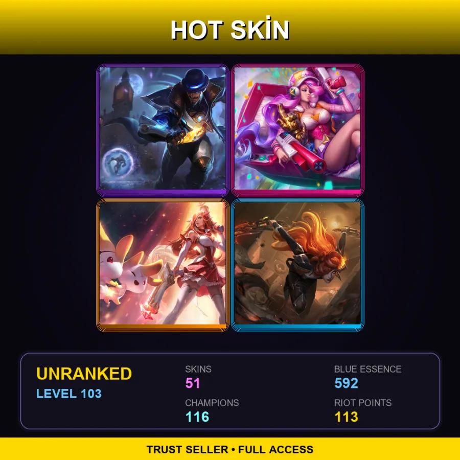 EUW | Lv103 | Unranked | 51 Skin | 116 Champ — LoL account
