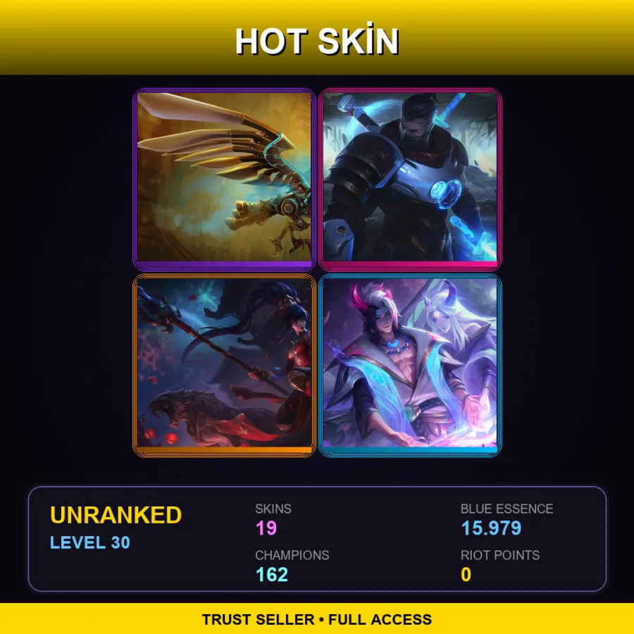 TW | Lv30 | Unranked | 19 Skin | 162 Champ — LoL account