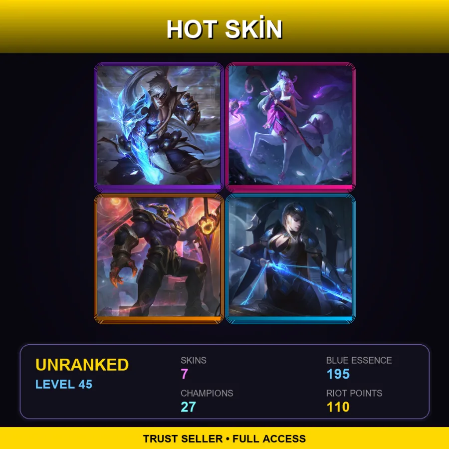 EUW | Lv45 | Unranked | 7 Skin | 27 Champ