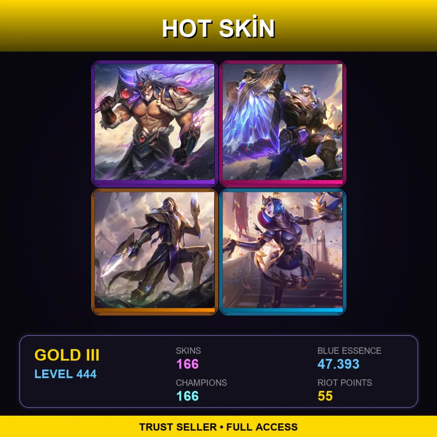 LAS | Lv444 | Gold III | 166 Skin | 166 Champ