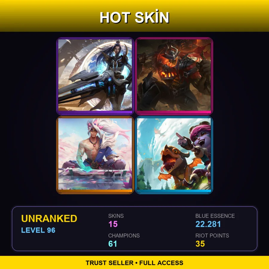 EUNE | Lv96 | Unranked | 15 Skin | 61 Champ — Pulsefire Caitlyn