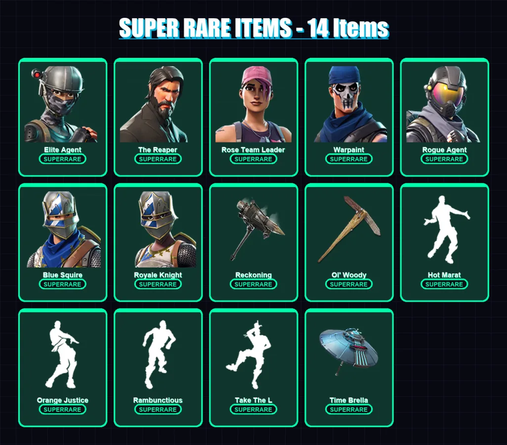 [PC/PSN] | Elite Agent | The Reaper | Rose Team Leader | Warpaint | Rogue Agent | 71 skin | 70 pickaxe | 83 emote | 66 glider | Lv923