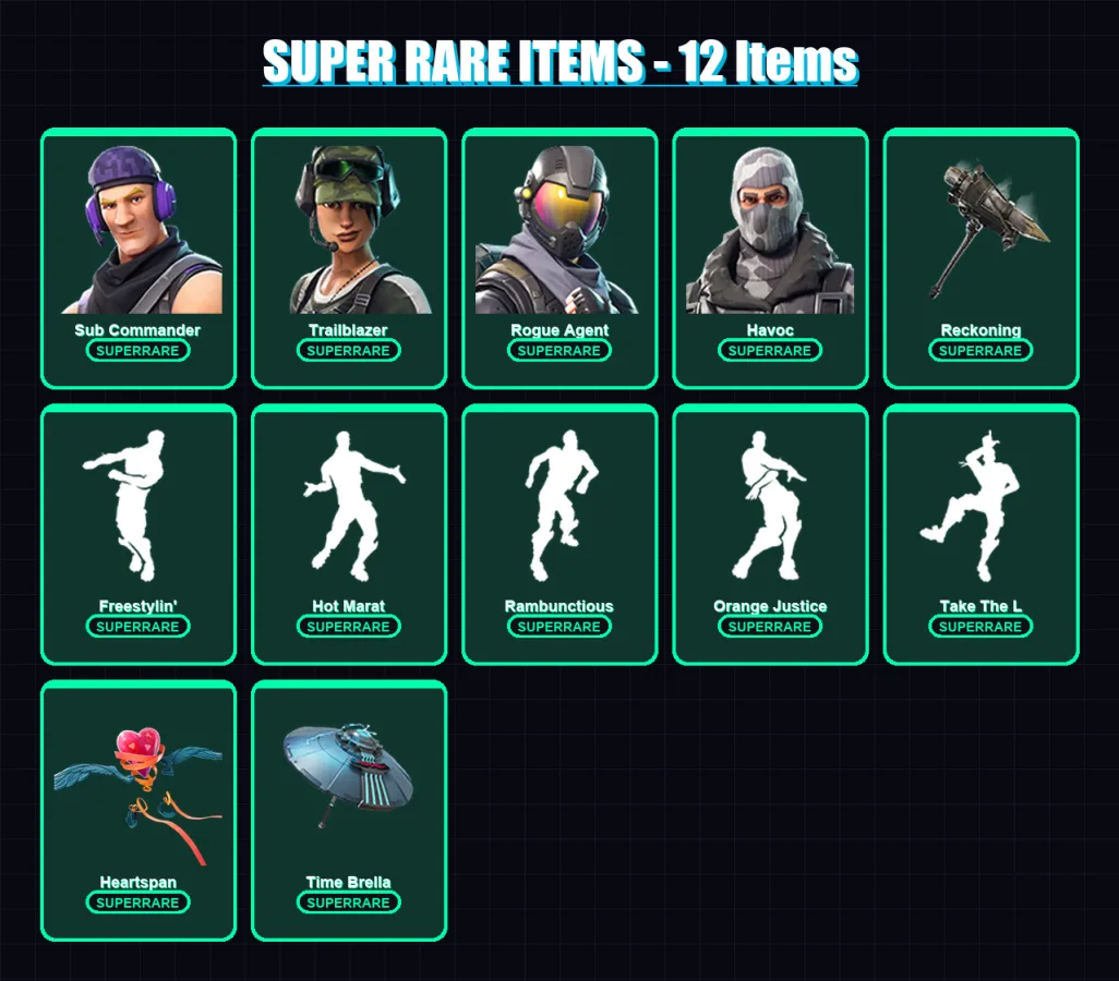 [PC/XBOX/PSN] | Sub Commander | Trailblazer | Rogue Agent | Havoc | Paradigm (Reality-659) | 52 skin | 110 pickaxe | 98 emote | 106 glider | Lv1514