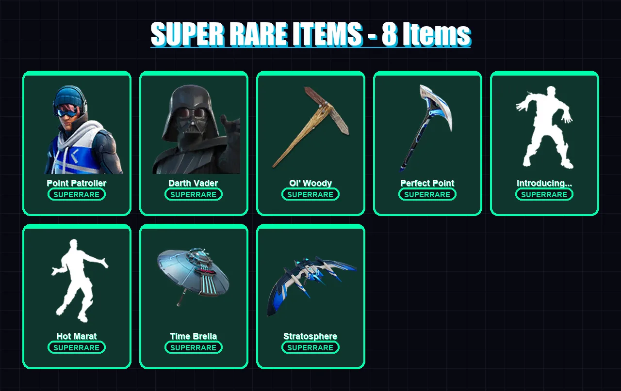 [PS4/PS5/XBOX/PC] | Point Patroller | Darth Vader | The Origin | Rox | Zeus | 377 skin | 435 pickaxe | 310 emote | 305 glider | Lv6376