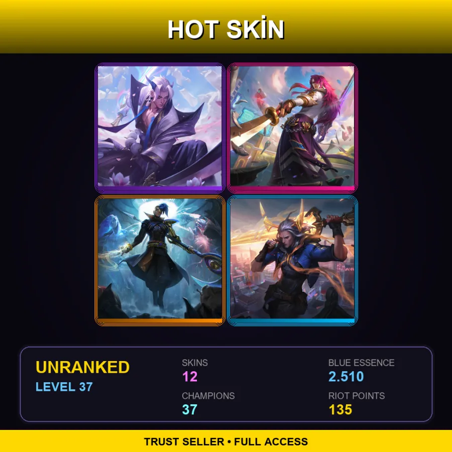 EUW | Lv37 | Unranked | 12 Skin | 37 Champ