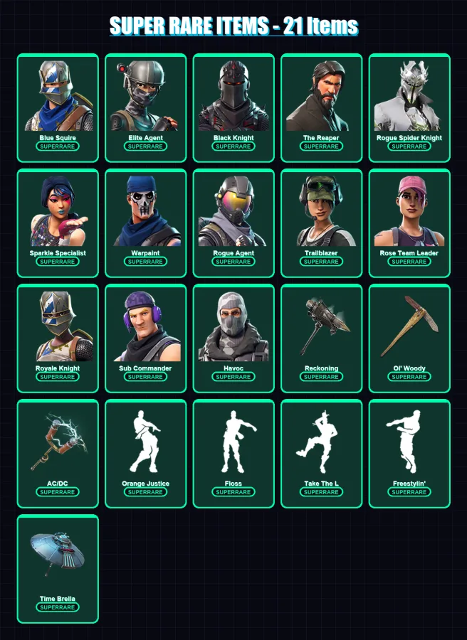 [PC/PSN] | Blue Squire | Elite Agent | Black Knight | The Reaper | Rogue Spider Knight | 111 skin | 103 pickaxe | 90 emote | 95 glider | Lv1251