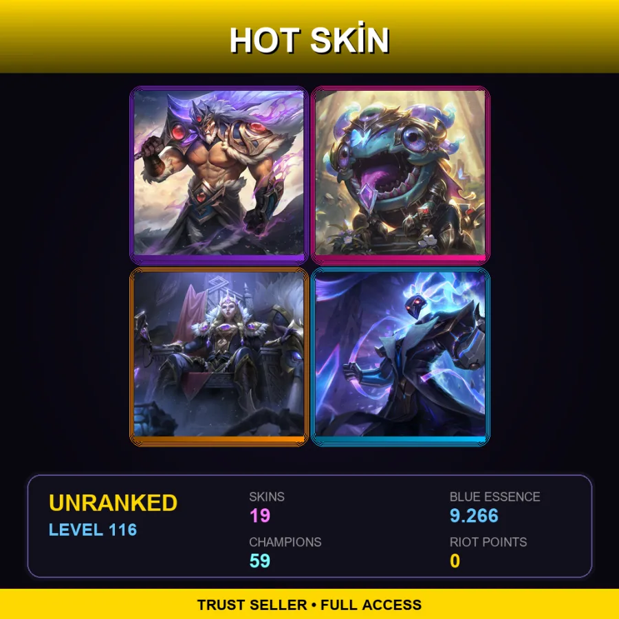 LAS | Lv116 | Unranked | 19 Skin | 59 Champ — Unranked / Smurf League of Legends