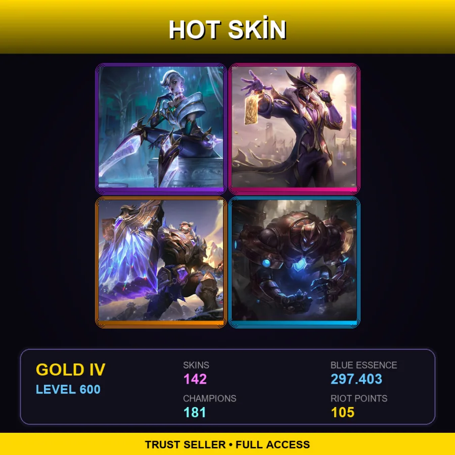 LAS | Lv600 | Gold IV | 142 Skin | 181 Champ