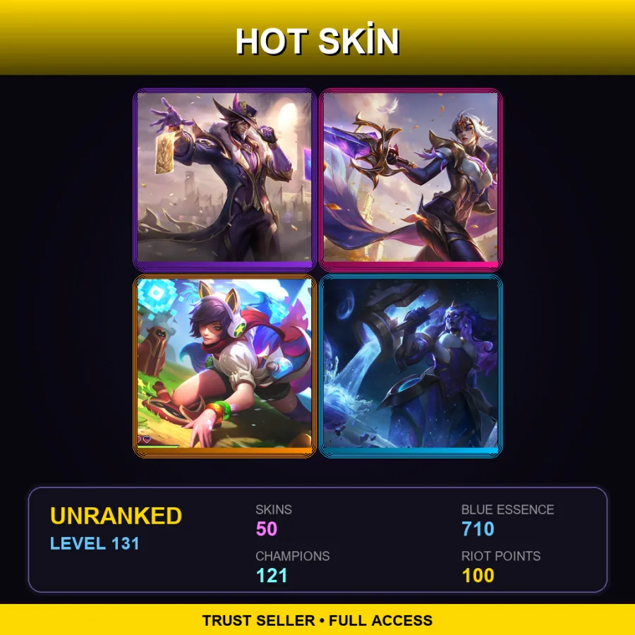 LAN | Lv131 | Unranked | 50 Skin | 121 Champ