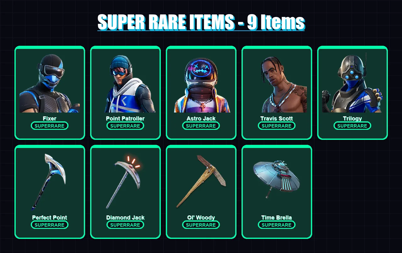 [PC/XBOX/PSN] | Fixer | Point Patroller | Astro Jack | Travis Scott | Trilogy | 95 skin | 133 pickaxe | 93 emote | 120 glider | Lv1876