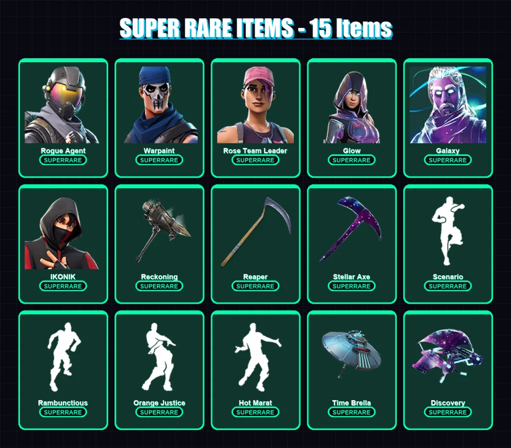 [PC/XBOX/PSN] | Rogue Agent | Warpaint | Rose Team Leader | Glow | Galaxy | 49 skin | 43 pickaxe | 53 emote | 46 glider | Lv465 — Fortnite account