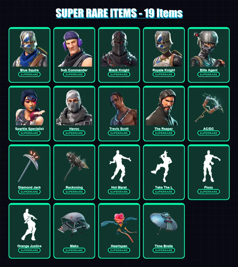 [PC/XBOX/PSN] | Blue Squire | Sub Commander | Black Knight | Royale Knight | Elite Agent | 83 skin | 95 pickaxe | 95 emote | 95 glider | Lv1589