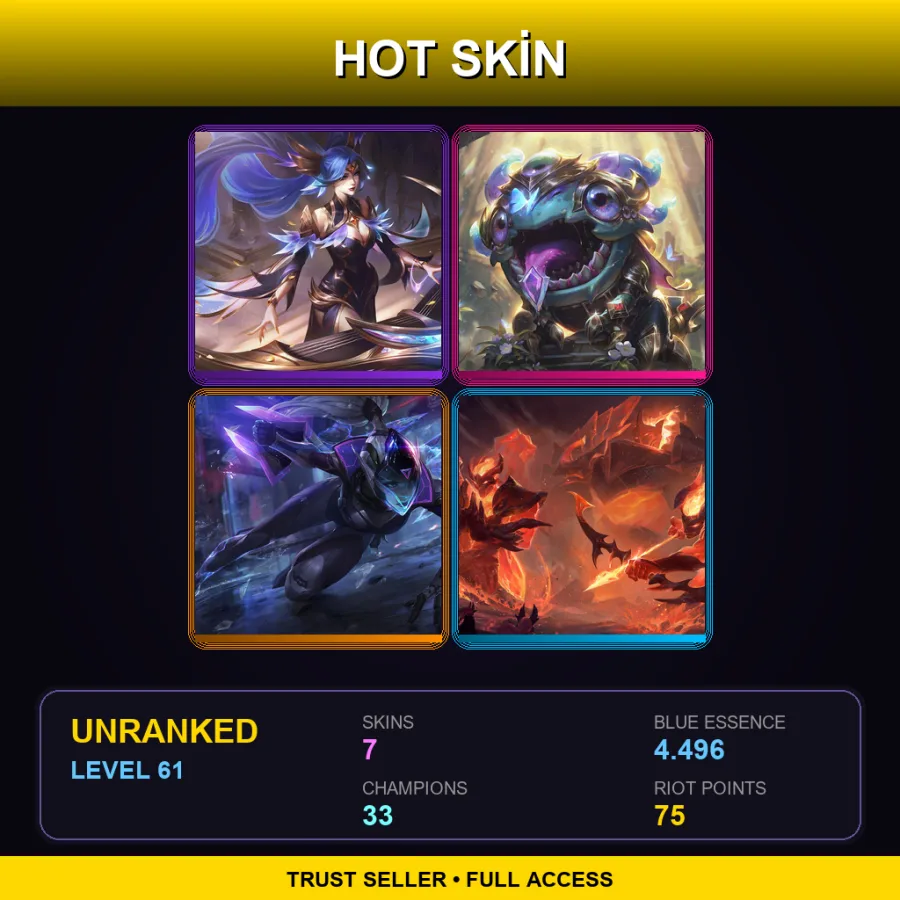 BR | Lv61 | Unranked | 7 Skin | 33 Champ — LoL account