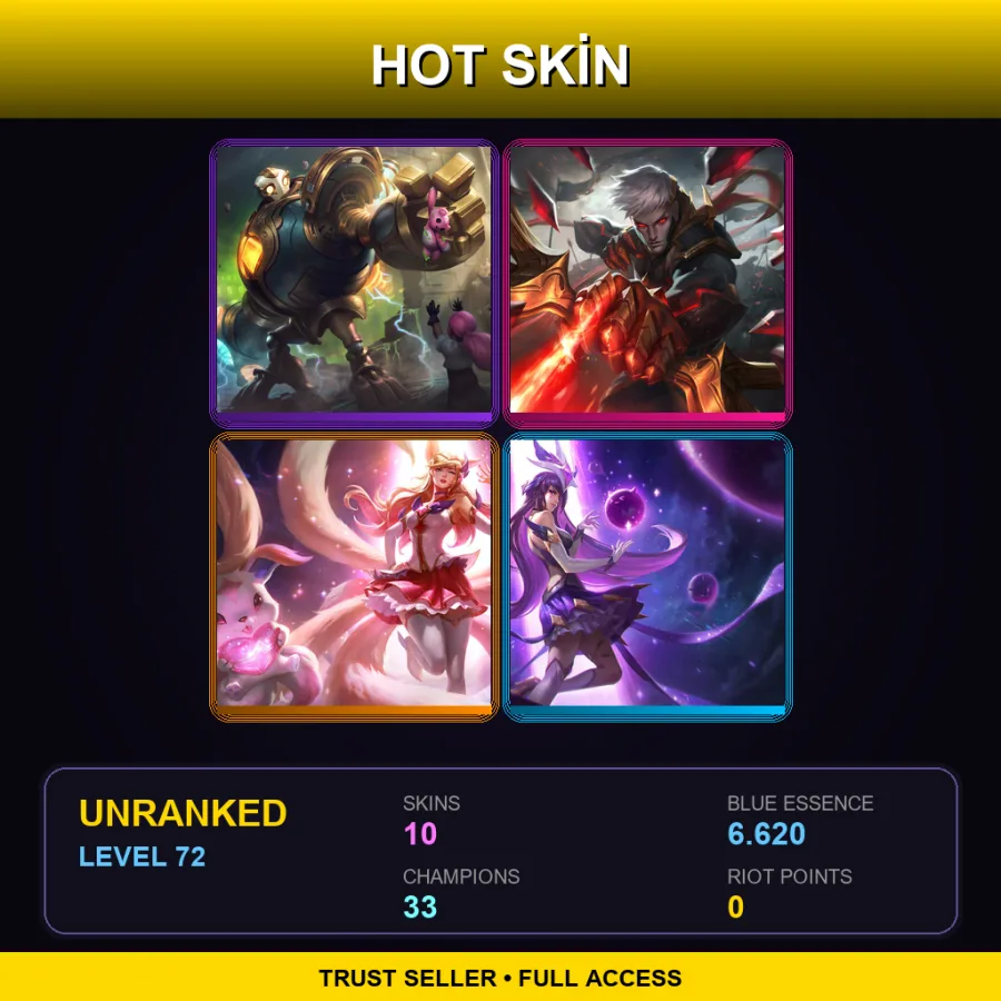 LAN | Lv72 | Unranked | 10 Skin | 33 Champ
