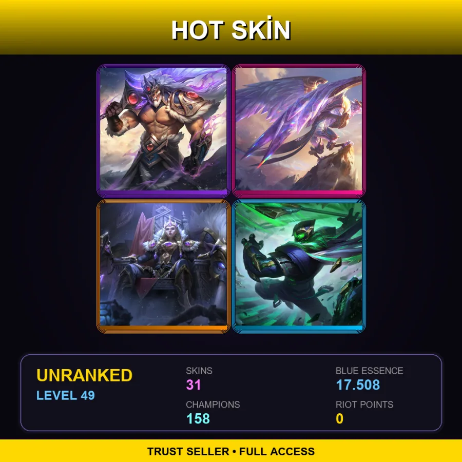 SG | Lv49 | Unranked | 31 Skin | 158 Champ