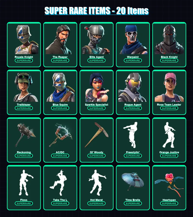 [PS4/PS5/XBOX/PC] | Royale Knight | The Reaper | Elite Agent | Warpaint | Black Knight | 108 skin | 116 pickaxe | 117 emote | 118 glider | Lv1570