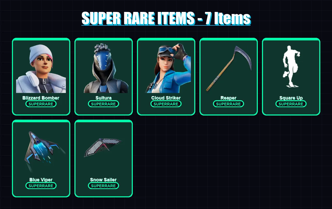 [PS4/PS5/XBOX/PC] | Blizzard Bomber | Sultura | Cloud Striker | Predator | The Cube Queen | 34 skin | 52 pickaxe | 40 emote | 46 glider | Lv599