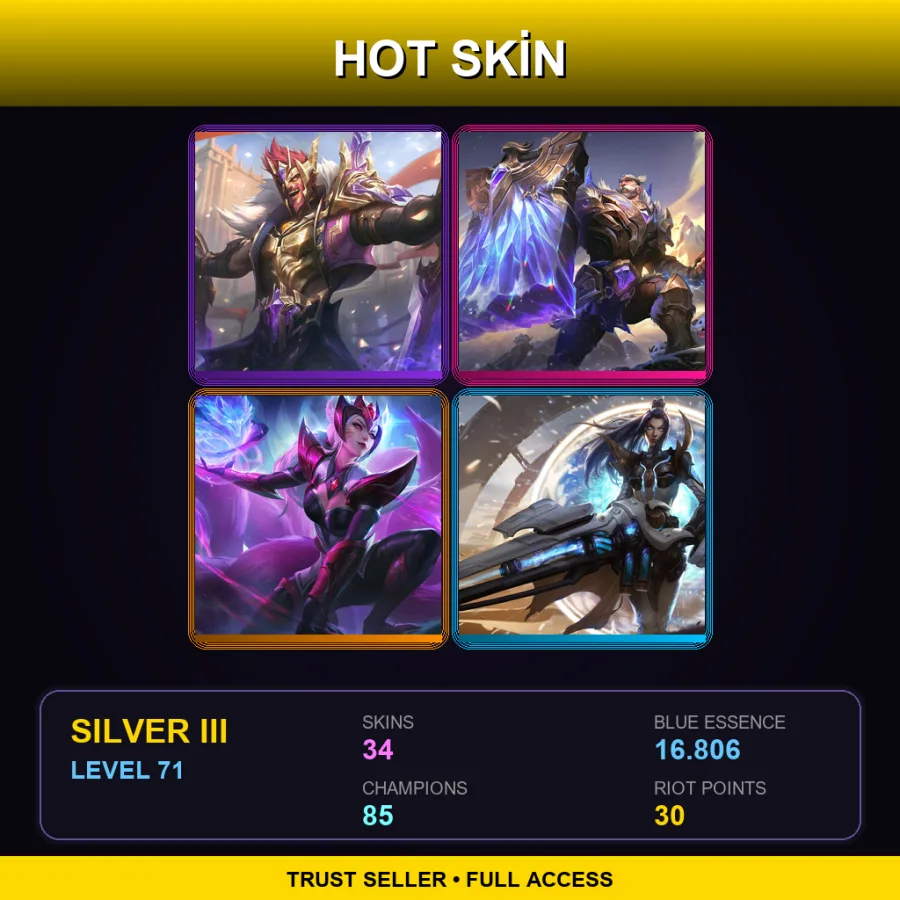 LAN | Lv71 | Silver III | 34 Skin | 85 Champ