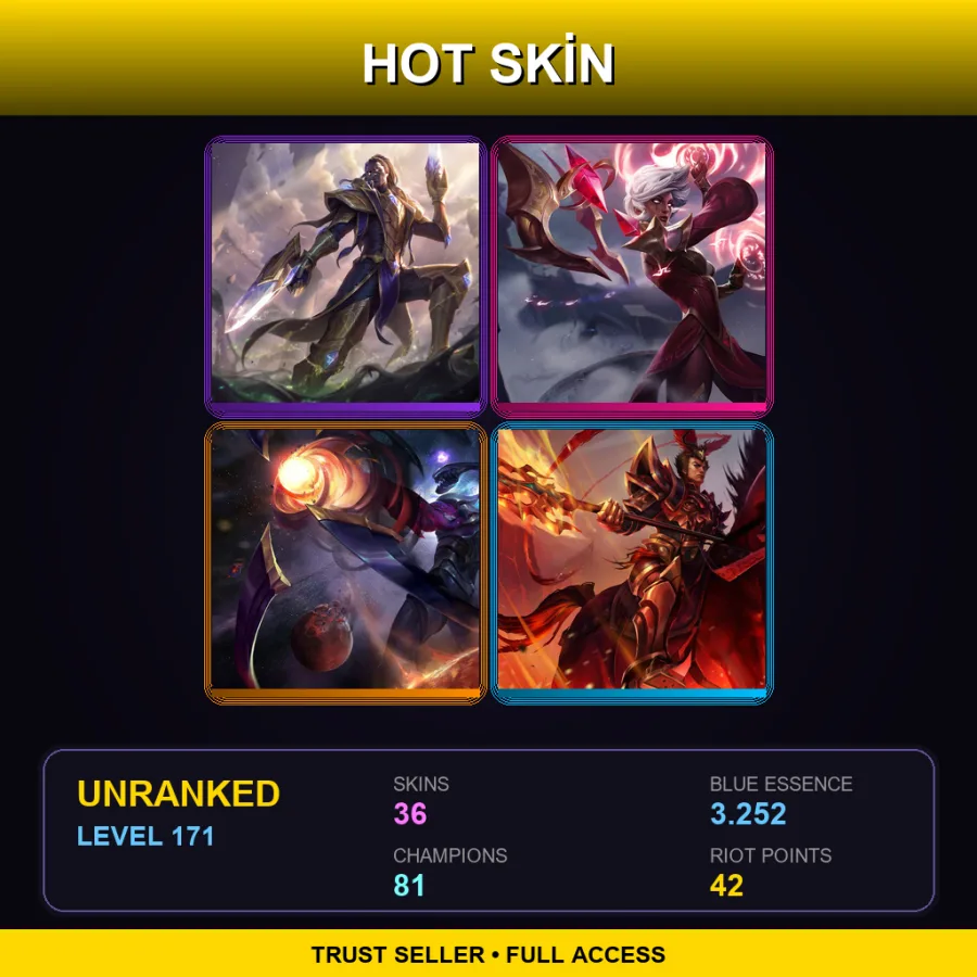LAN | Lv171 | Unranked | 36 Skin | 81 Champ — LoL account