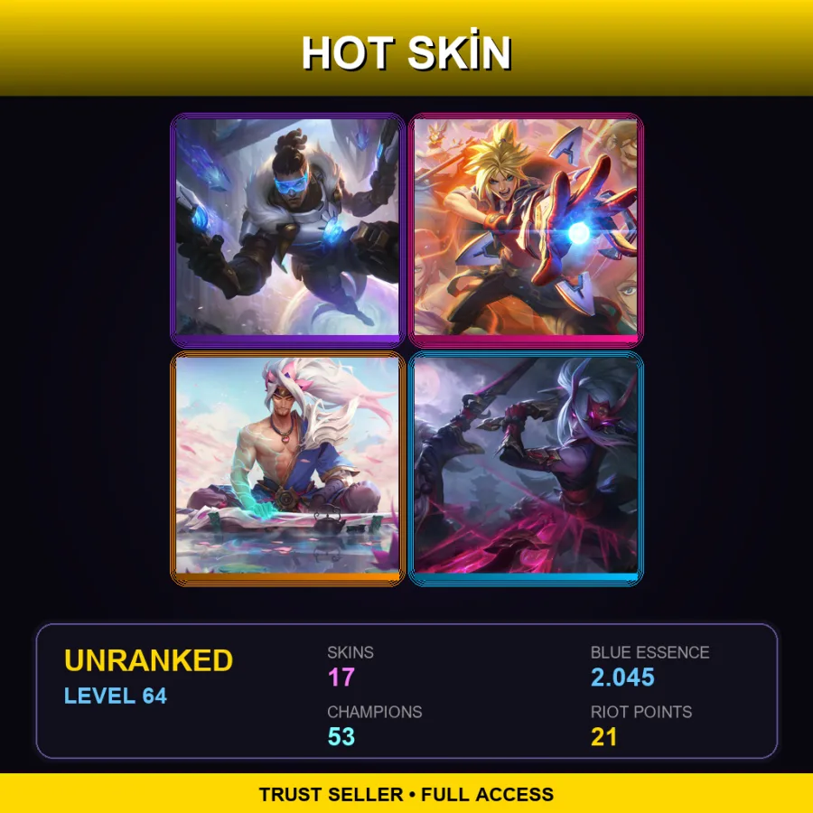 NA | Lv64 | Unranked | 17 Skin | 53 Champ — Unranked / Smurf League of Legends