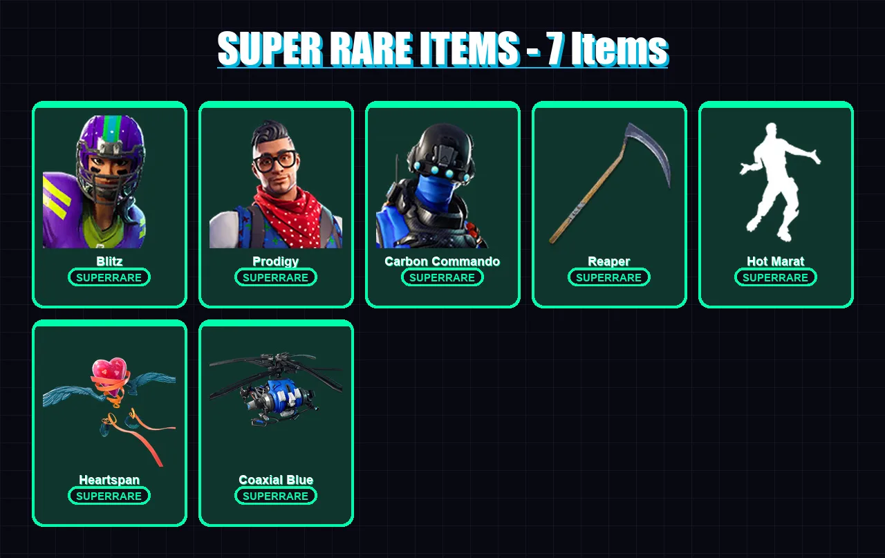 [PS4/PS5/XBOX/PC] | Blitz | Prodigy | Carbon Commando | Zenith | Deadpool | 54 skin | 37 pickaxe | 58 emote | 35 glider | Lv509