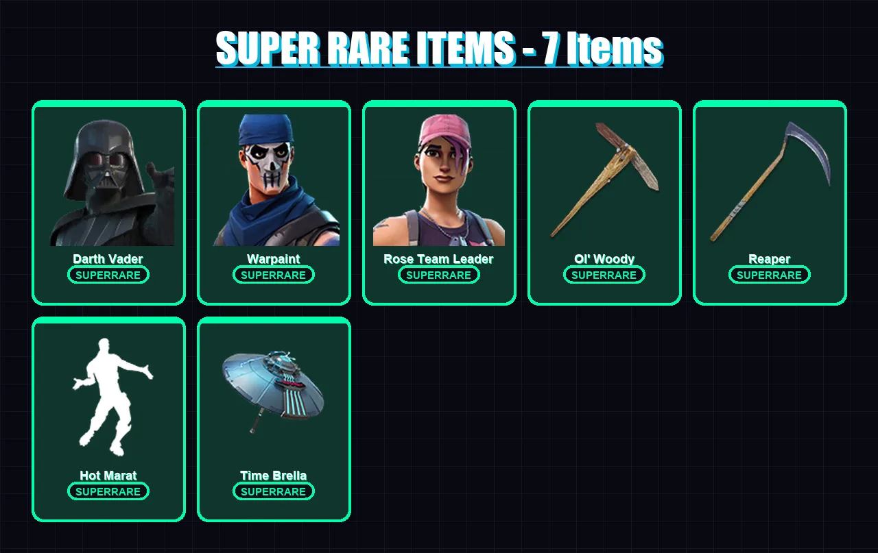 [PS4/PS5/XBOX/PC] | Darth Vader | Warpaint | Rose Team Leader | The Cube Queen | Predator | 158 skin | 221 pickaxe | 160 emote | 174 glider | Lv2815 — Fortnite account