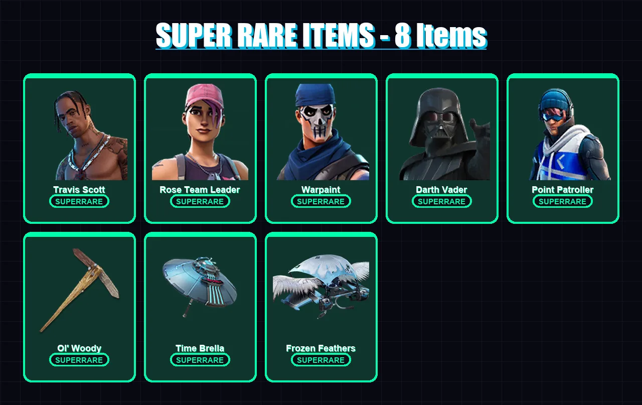 [PS4/PS5/PC] | Travis Scott | Rose Team Leader | Warpaint | Darth Vader | Point Patroller | 162 skin | 162 pickaxe | 116 emote | 140 glider | Lv2254 — Fortnite account